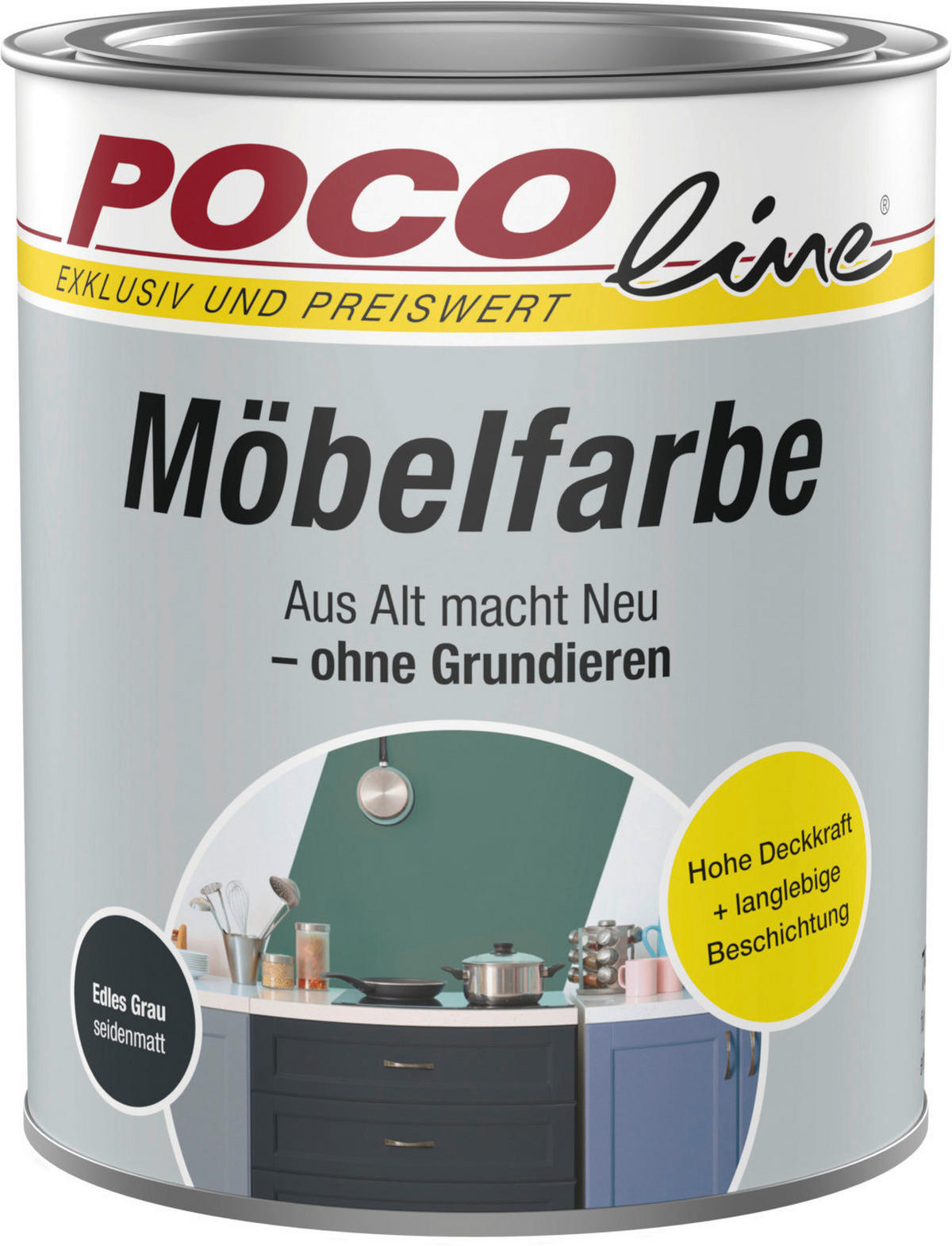 POCOline Buntlack edelgrau ca. 0,75 l Möbelfarbe 750ml grau - edelgrau (750ml) - POCOline