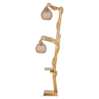 Opviq Stehleuchte natur Holz B/H/T/L/D: ca. 24x140x24x24x24 cm E27 2 Brennstellen Arboretum - natur (24,00/24,00/140,00cm) - Opviq