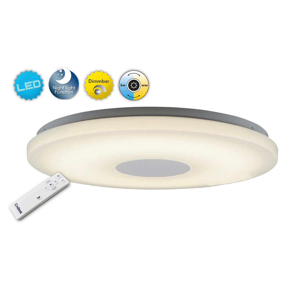 Näve Leuchten LED-Deckenleuchte weiß Kunststoff Metall B/H/T/D: ca. 60x6x60x60 cm PERTH - weiß (60,00/6,00/60,00cm) - Näve Leuchten