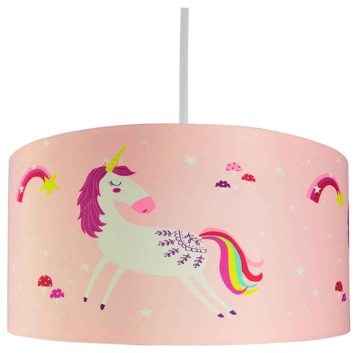 POCOline Pendelleuchte weiß rosa Kunststoff Stoff H/D: ca. 120x30 cm E27 1 Brennstellen Pendelleuchte_Einhorn - weiß/rosa (30,00/120,00cm) - POCOline