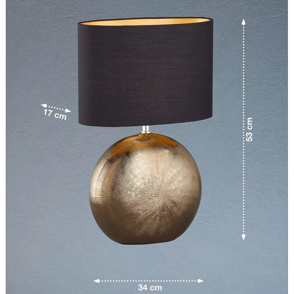Fischer & Honsel Keramik-Tischleuchte 50556 Foro bronze schwarz Keramik Stoff E27 1 Brennstellen Foro - schwarz/bronze - Fischer & Honsel