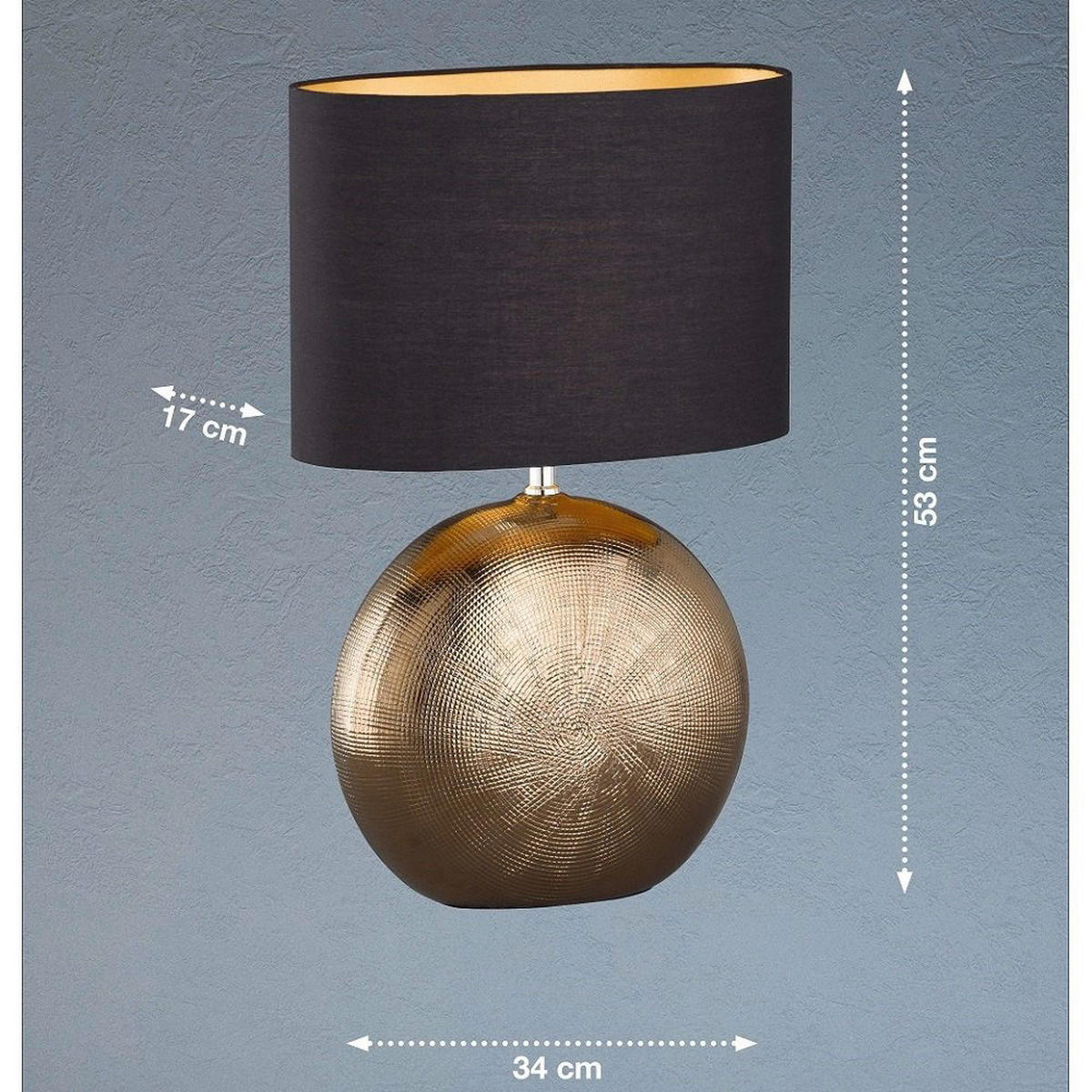 Fischer & Honsel Keramik-Tischleuchte 50556 Foro bronze schwarz Keramik Stoff E27 1 Brennstellen Foro - schwarz/bronze - Fischer & Honsel