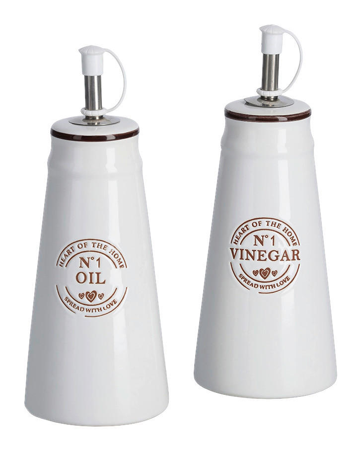 Zeller Essig-und Ölflaschen-Set weiß Keramik Essig-/Ölflaschen-Set_2tlg. - weiß - Zeller
