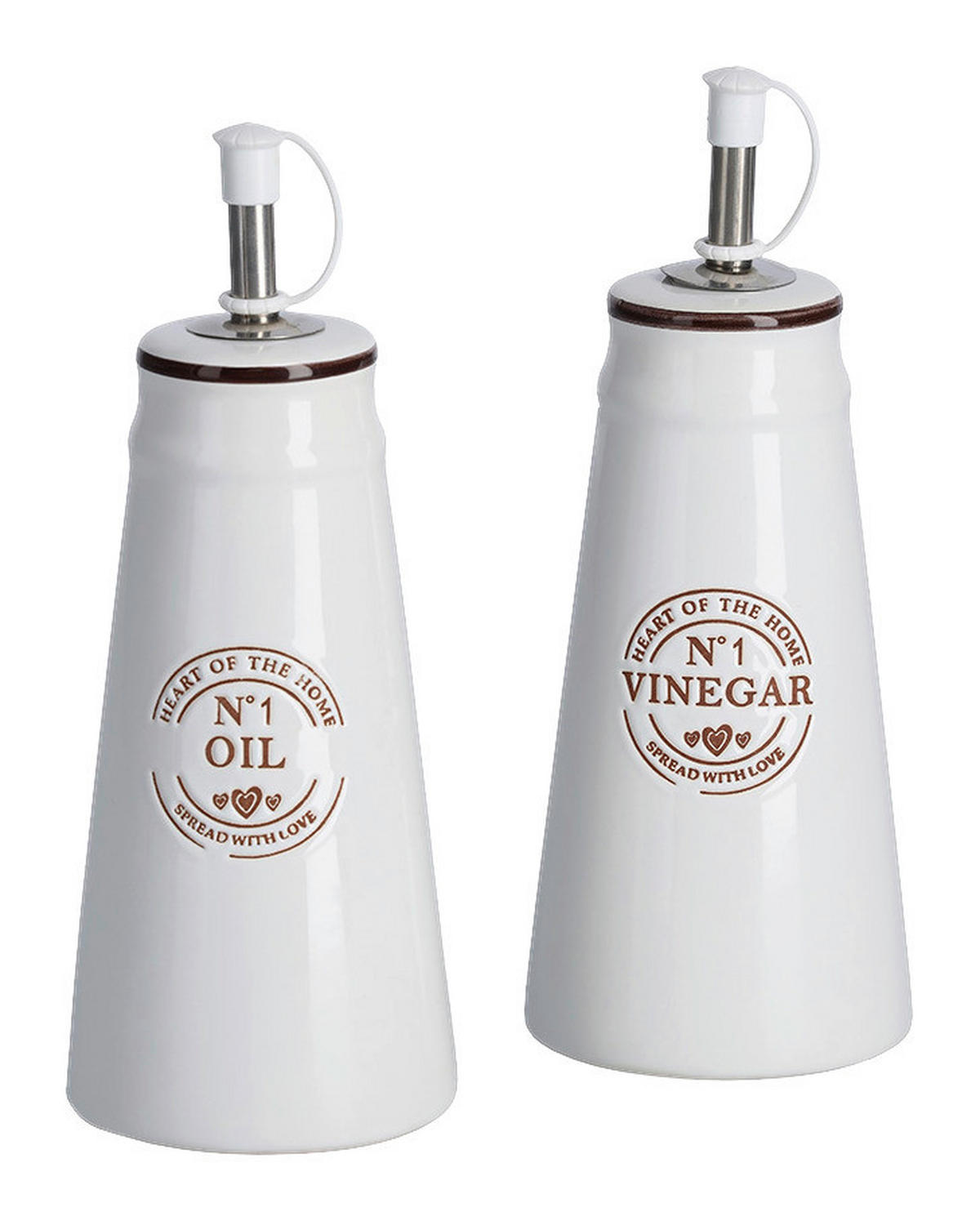 Zeller Essig-und Ölflaschen-Set weiß Keramik Essig-/Ölflaschen-Set_2tlg. - weiß - Zeller