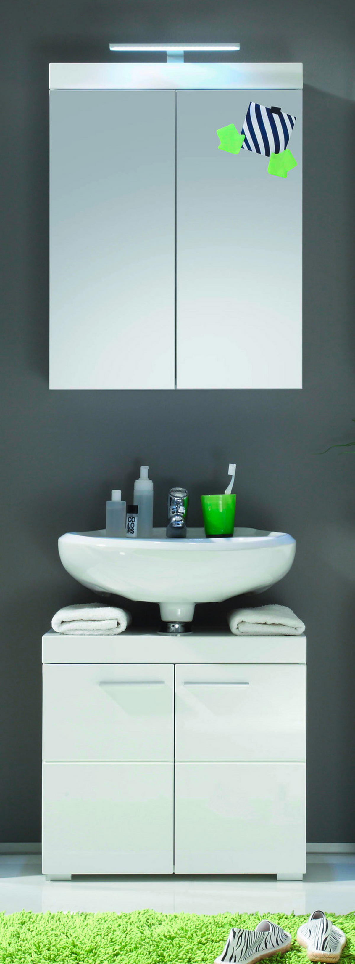 Spiegelschrank Amanda weiß weiß Hochglanz B/H/T: ca. 60x77x17 cm Amanda - weiß (60,00/77,00/17,00cm)