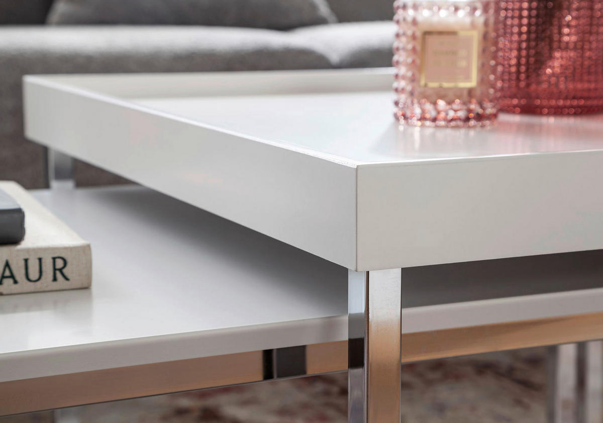 Couchtisch 2er-Set. weiß B/H/T: ca. 60x45x110 cm 2er-Set. - weiß (60,00/45,00/110,00cm) - Wohnling