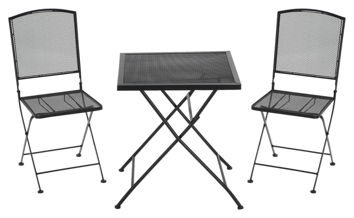 Outsunny Balkonset schwarz Metall B/H/L: ca. 60x70x60 cm Balkonset - schwarz (60,00/60,00/70,00cm) - Outsunny