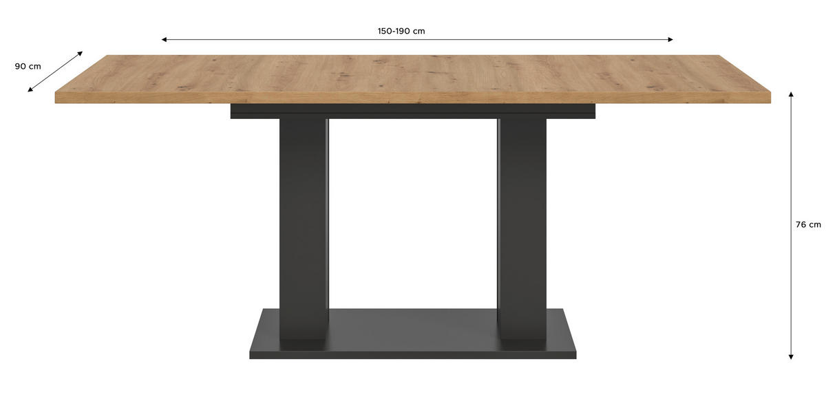 Esstisch MOTION grau Artisan Nachbildung B/H/T: ca. 150x76x90 cm MOTION - grau (150,00/76,00/90,00cm) - xonox.home