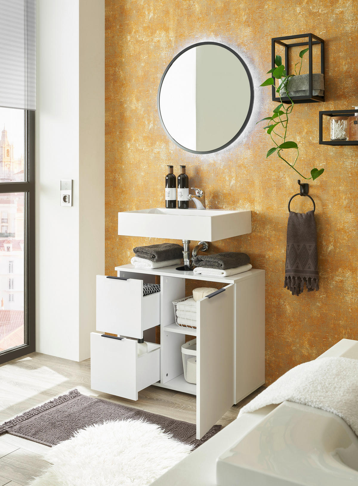 Waschbeckenunterschrank Porto weiß B/H/T: ca. 70x60x35 cm Porto - weiß (70,00/60,00/35,00cm)