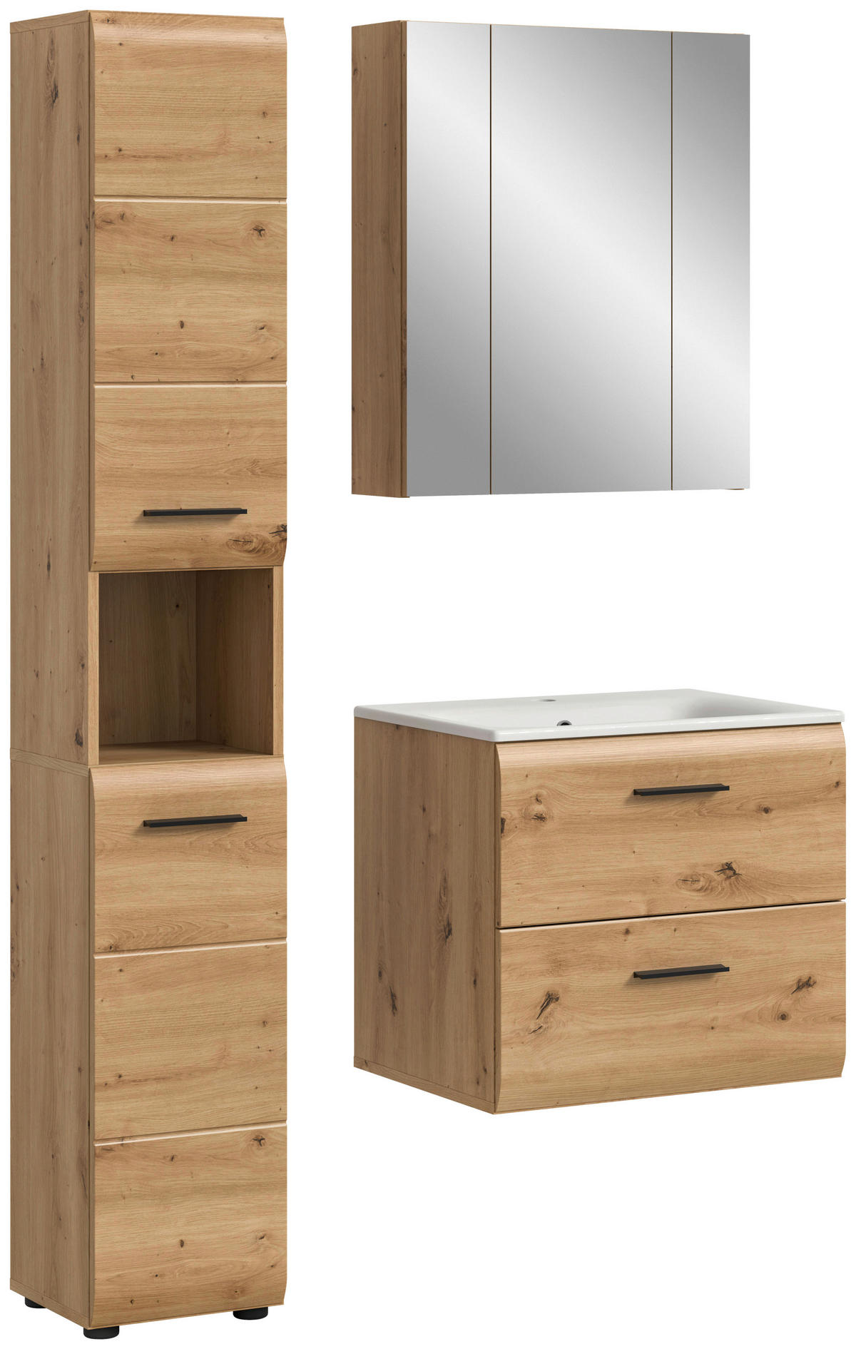 Badezimmer-Set Ice Artisan Oak Nachbildung B/H/T: ca. 105x185x46 cm Ice - (105,00/185,00/46,00cm) - xonox.home
