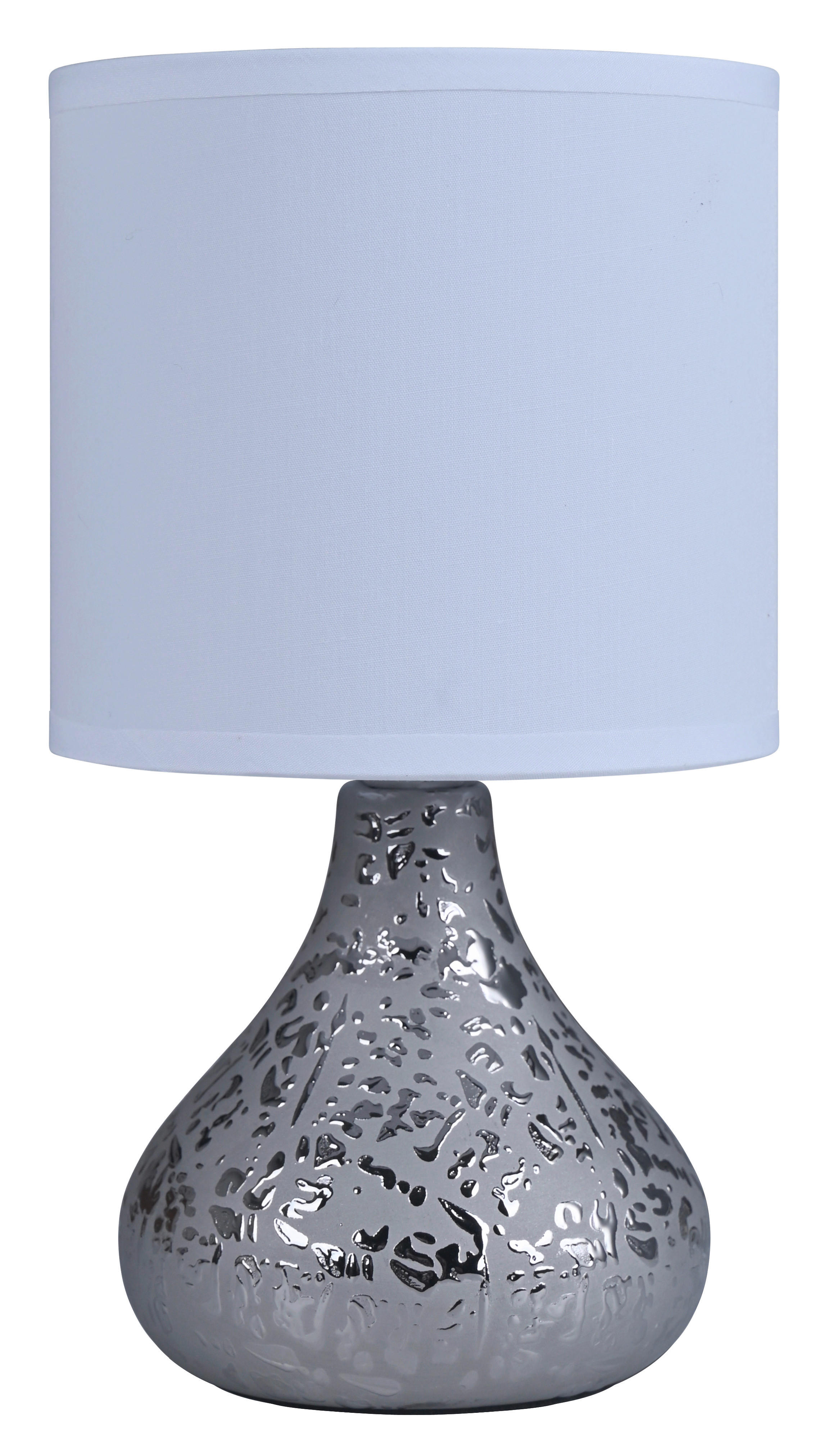 POCOline Keramik_Tischleuchte silber Keramik B/H/L: ca. 14x25x14 cm E14 1 Brennstellen Tischleuchte-Keramik_Auri - silber (14,00/14,00/25,00cm) - POCOline