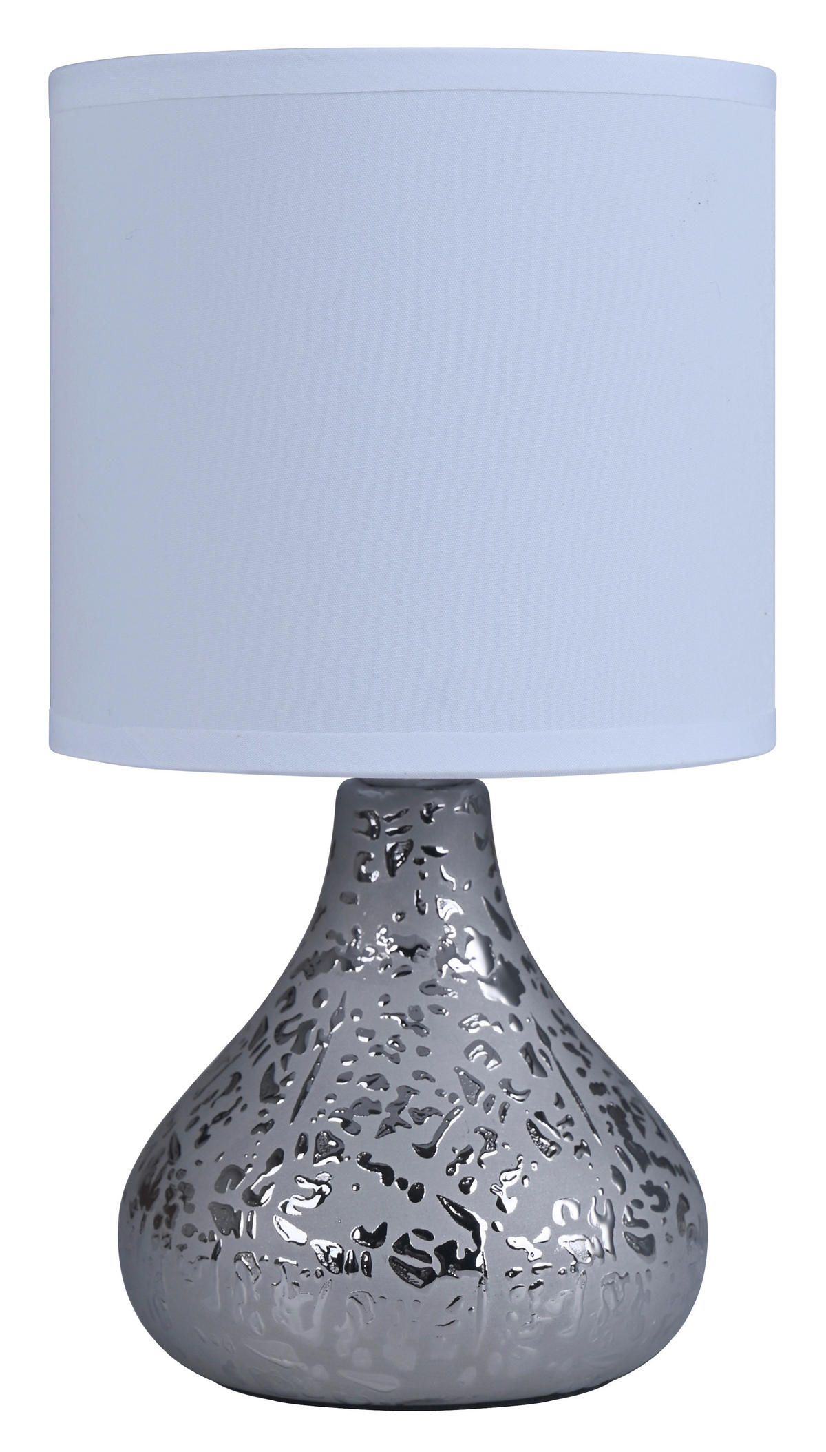 POCOline Keramik_Tischleuchte silber Keramik B/H/L: ca. 14x25x14 cm E14 1 Brennstellen Tischleuchte-Keramik_Auri - silber (14,00/14,00/25,00cm) - POCOline