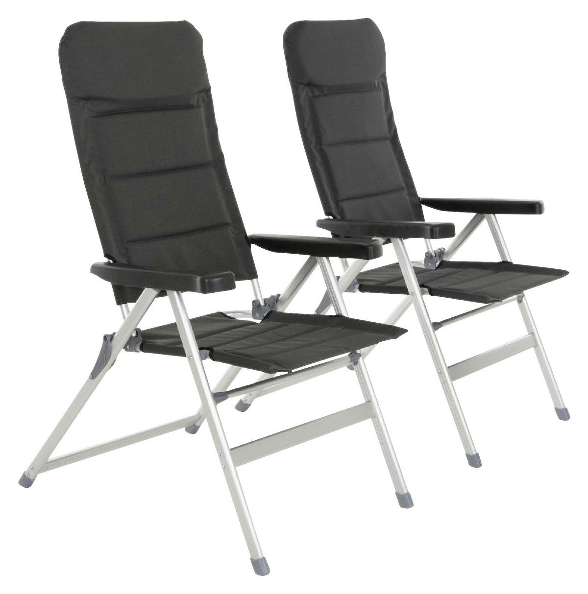 VCM Campingstuhl-Set schwarz Polyester-Mischgewebe B/T/L: ca. 63x58x122 cm Campingstuhlset - schwarz/grau (63,00/122,00cm) - VCM