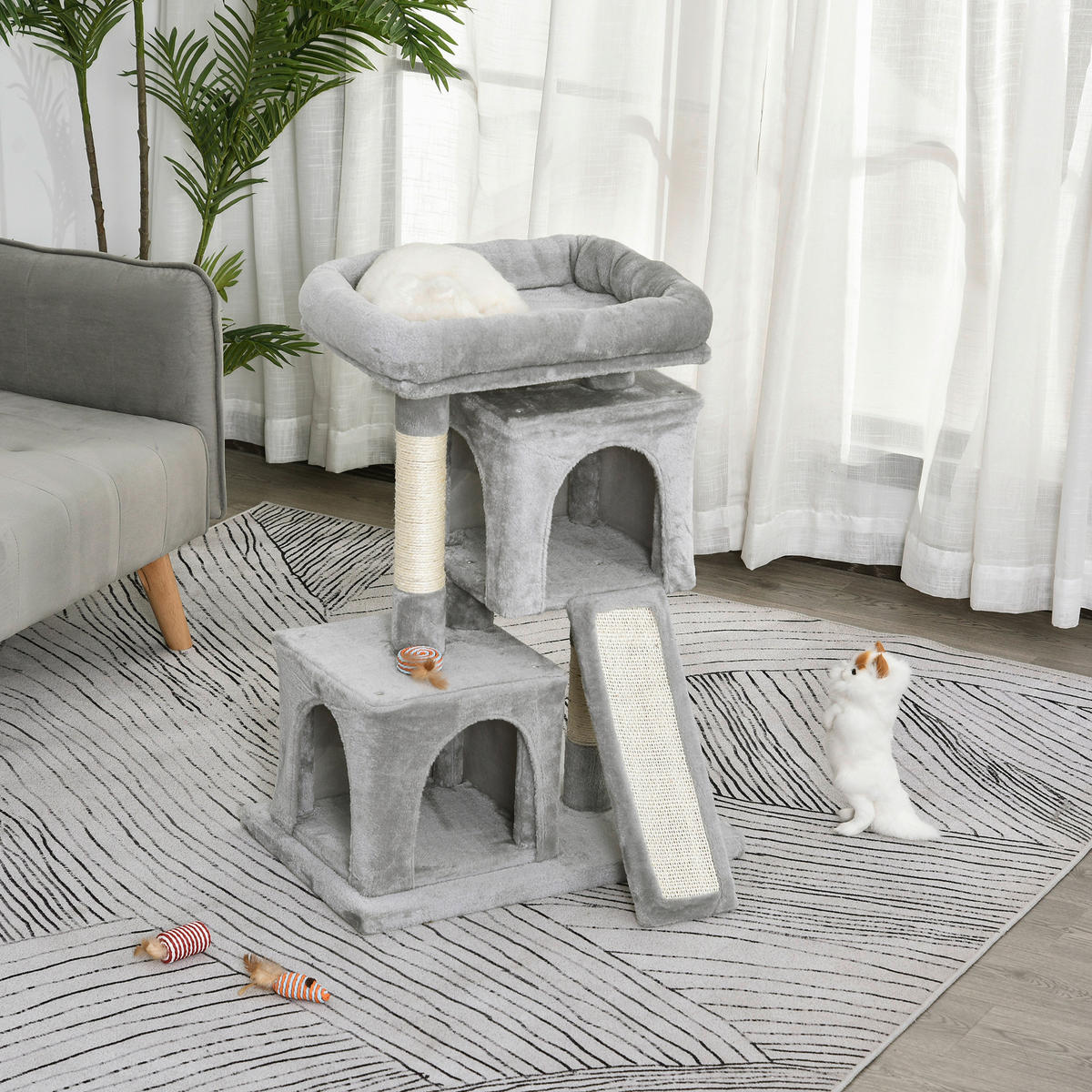 PawHut Kratzbaum hellgrau Spanplatte B/H/L: ca. 39x83x59 cm Kratzbaum - hellgrau (59,00/39,00/83,00cm) - PawHut