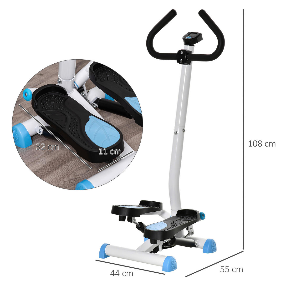 HOMCOM Steppmaschine schwarz Stahl B/H/L: ca. 44x108x55 cm Steppmaschine - blau/schwarz (55,00/44,00/108,00cm) - HOMCOM