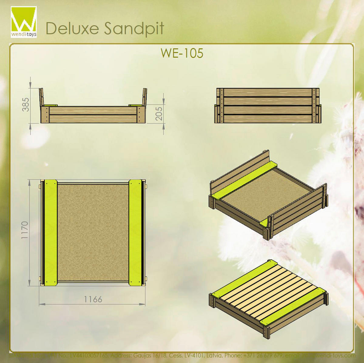 Wendi Toys Sandkasten Deluxe natur B/H/T: ca. 117x39x117 cm Deluxe - natur (117,00/39,00/117,00cm) - Wendi Toys