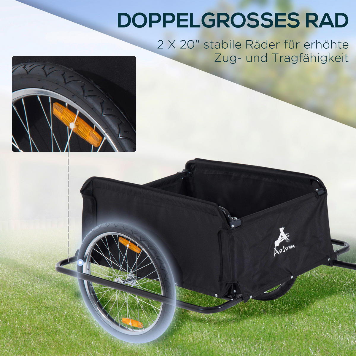 HOMCOM Fahrradanhänger schwarz schwarz B/H/L: ca. 61x845x38 cm Transportanhänger - schwarz (38,00/61,00/845,00cm) - HOMCOM