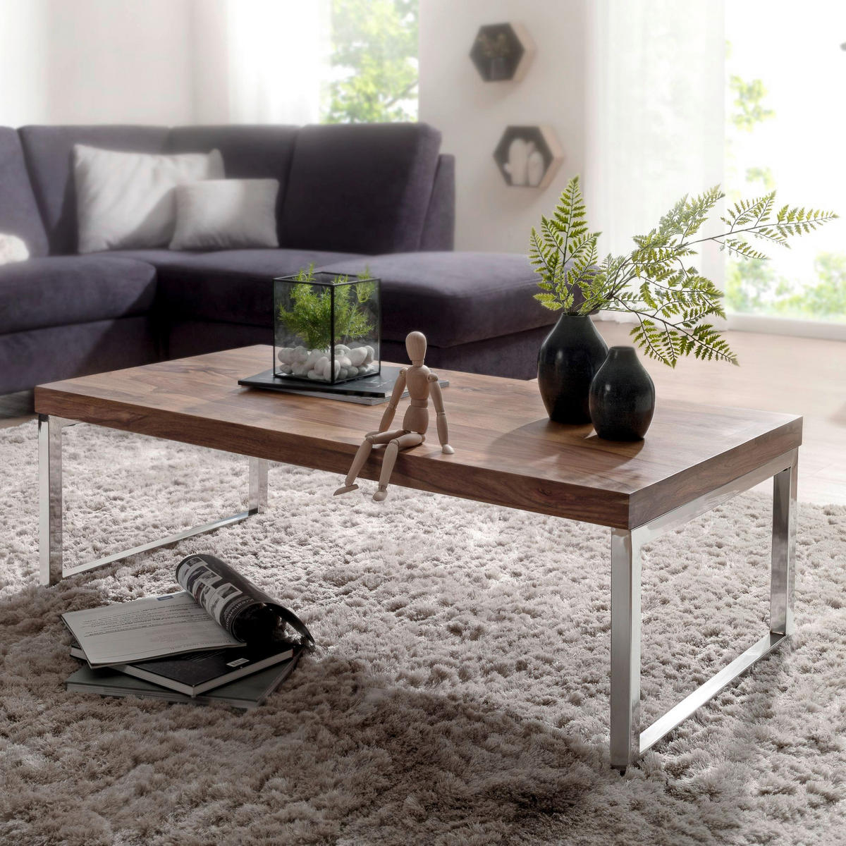 Couchtisch braun B/H/T: ca. 120x40x60 cm Couchtisch - braun (120,00/40,00/60,00cm) - Wohnling