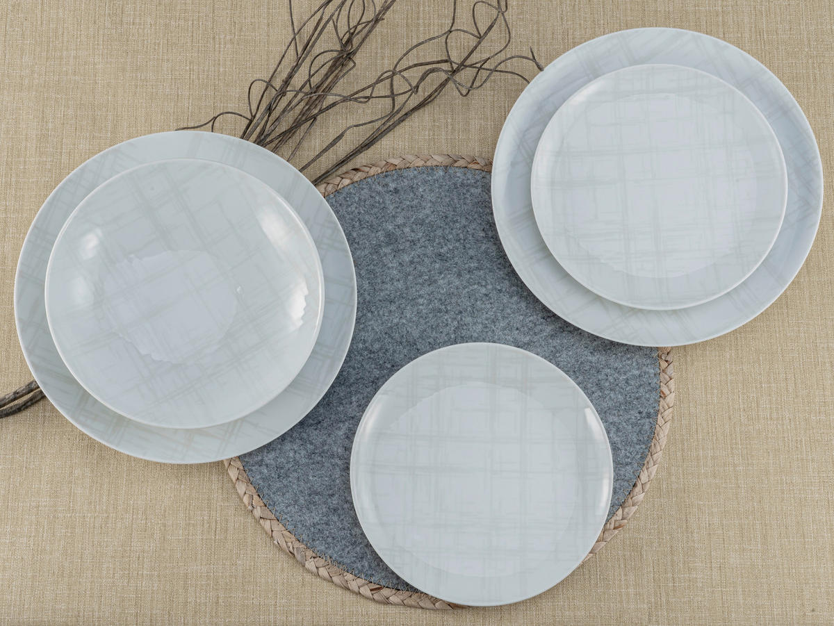 CreaTable Tafelservice Home Shabby Chic weiß Porzellan 12 tlg. Home Shabby Chic - weiß/creme - CreaTable