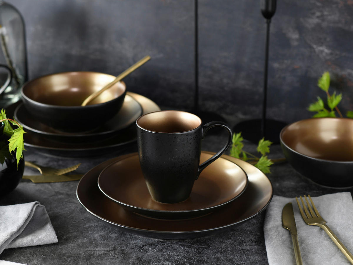CreaTable Kombiservice Glamour gold Keramik Glamour - gold/schwarz - CreaTable