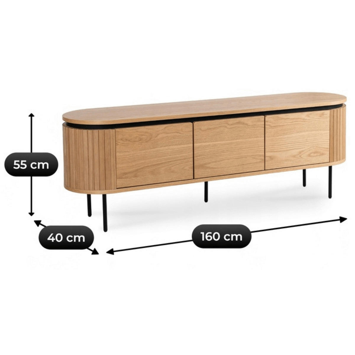Lowboard ALBERI Eiche Sonoma Nachbildung B/H/T: ca. 160x55x40 cm ALBERI - Eiche (160,00/55,00/40,00cm) - WIPMEB