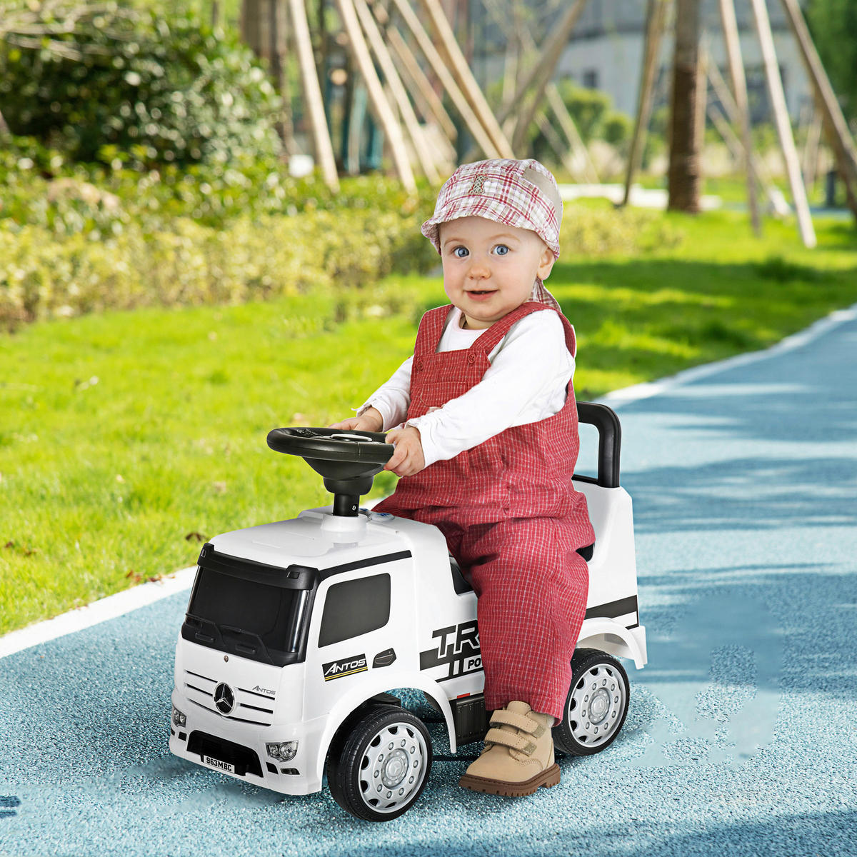 HOMCOM Kinder-Rutschfahrzeug B/H/L: ca. 28,5x45x62,5 cm Rutschfahrzeug - weiß/schwarz (62,50/28,50/45,00cm) - HOMCOM
