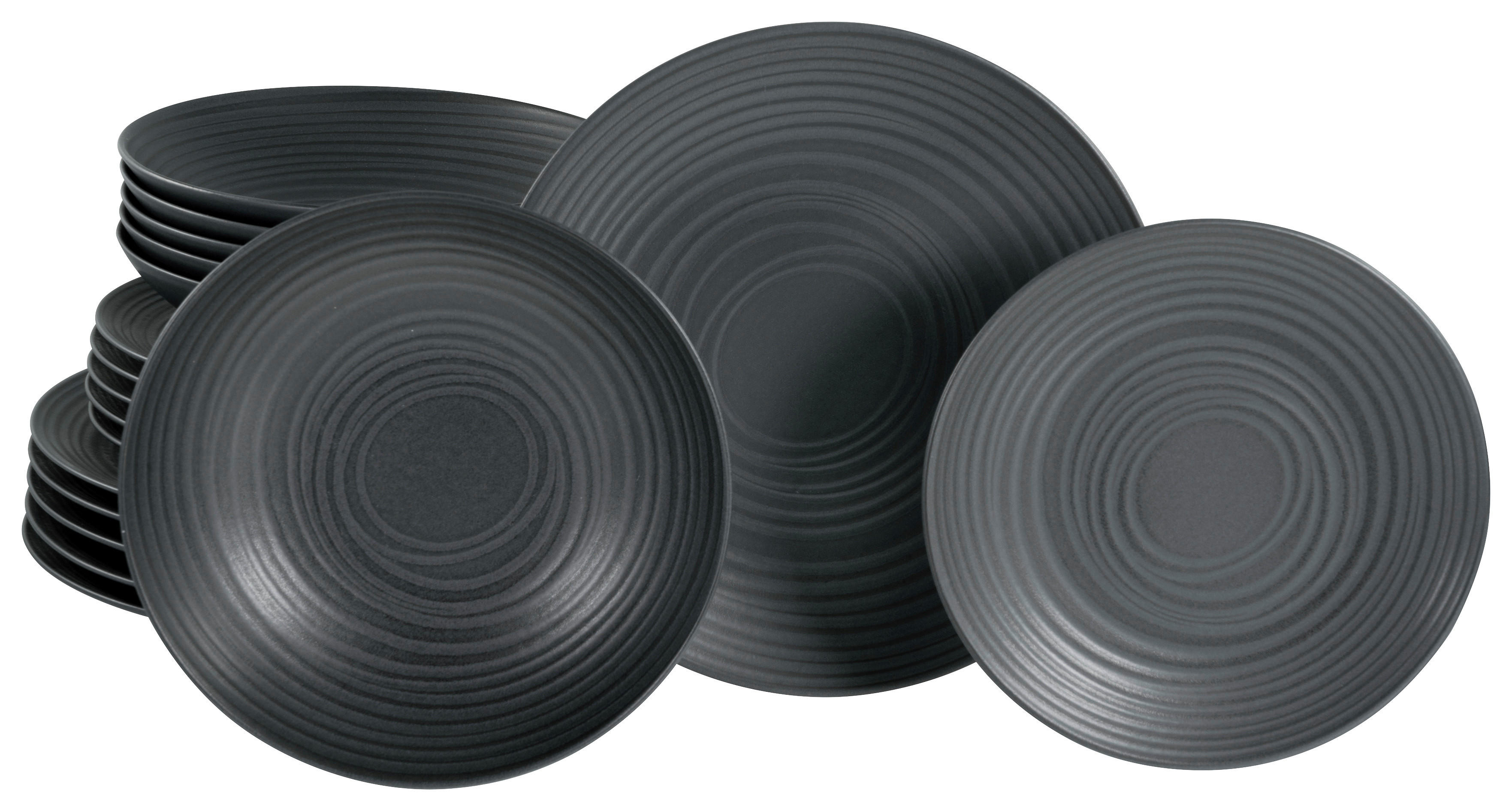 CreaTable Teller-Set Lava Stone schwarz Steinzeug Lava Stone - schwarz - CreaTable