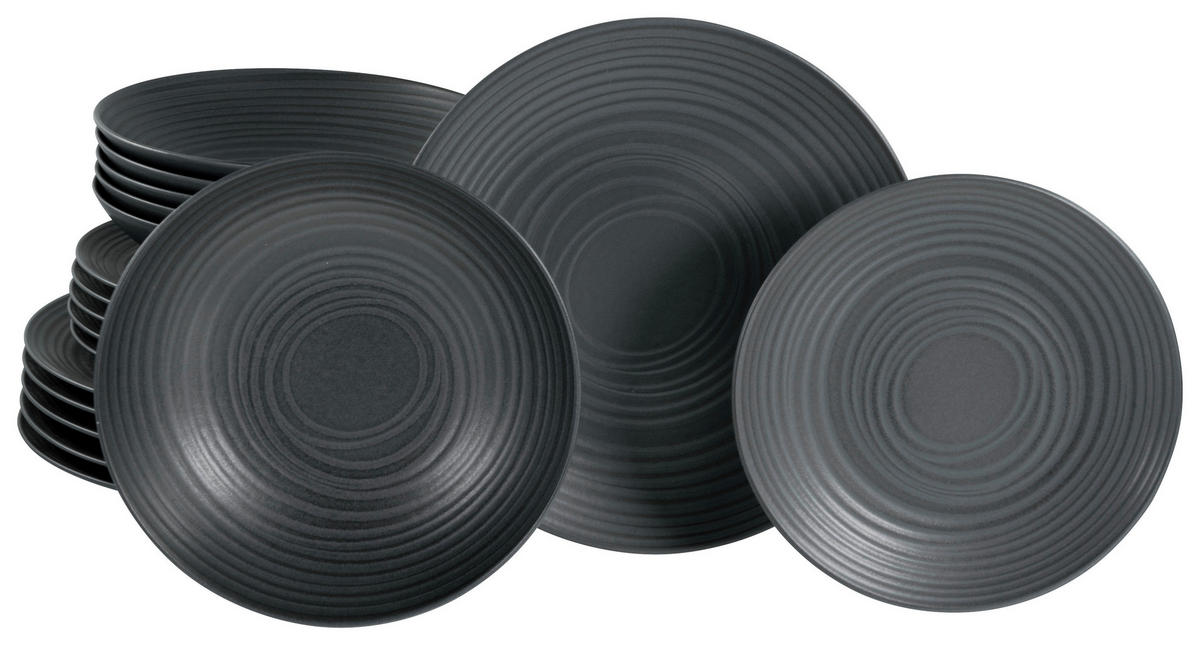 CreaTable Teller-Set Lava Stone schwarz Steinzeug Lava Stone - schwarz - CreaTable