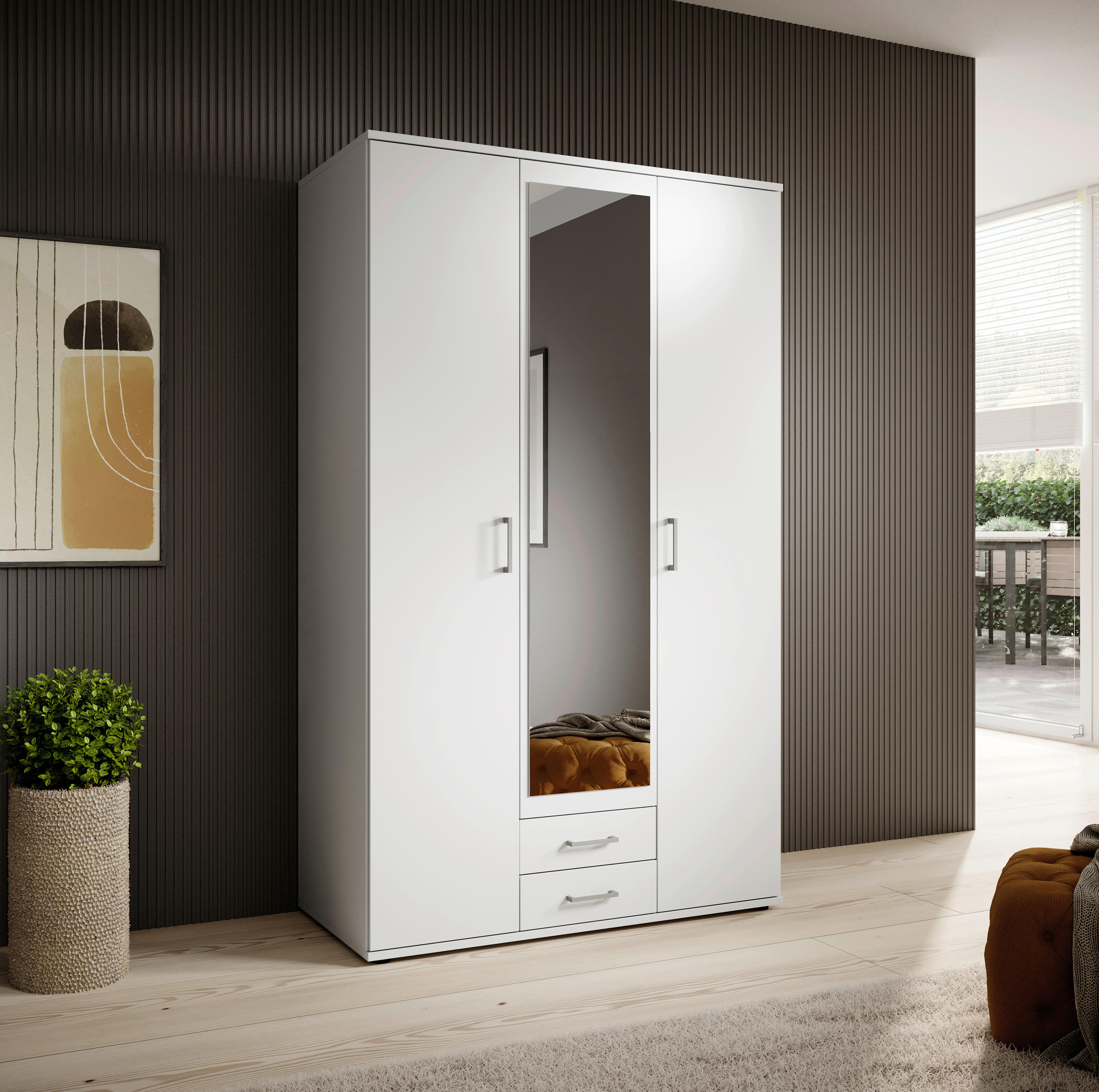 Kleiderschrank Karl weiß B/H/T: ca. 120x195x55 cm Karl - weiß/grau (120,00/195,00/55,00cm)