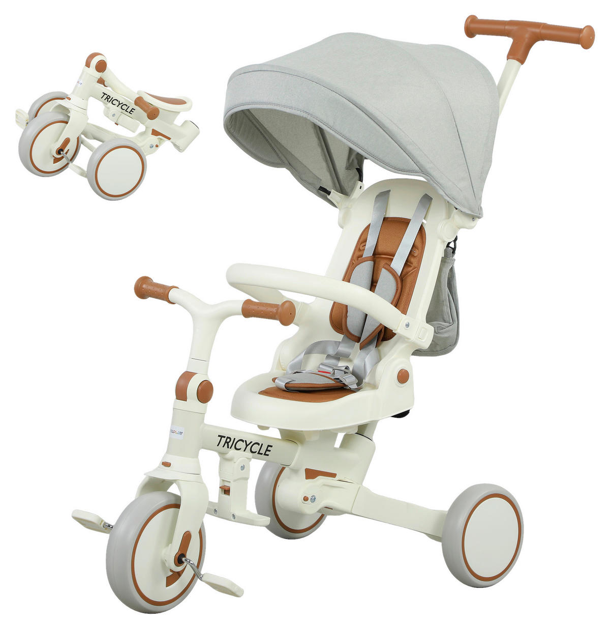 AIYAPLAY Dreirad cremeweiß B/H/L: ca. 49x101x96,5 cm Dreirad - cremeweiß (96,50/49,00/101,00cm) - AIYAPLAY