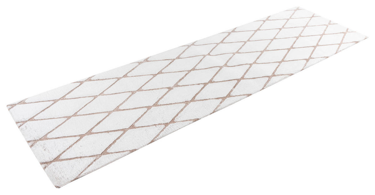 360Living Teppich Vivica weiß B/L: ca. 80x250 cm Vivica - weiß/taupe (80,00/250,00cm) - 360Living