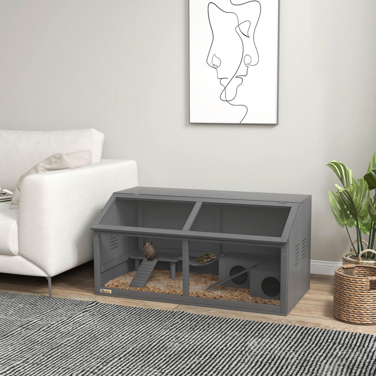 PawHut Tier-Zubehör dunkelgrau Edelstahl B/H/L: ca. 52x100x50 cm Kleintierkäfig - dunkelgrau (50,00/52,00/100,00cm) - PawHut