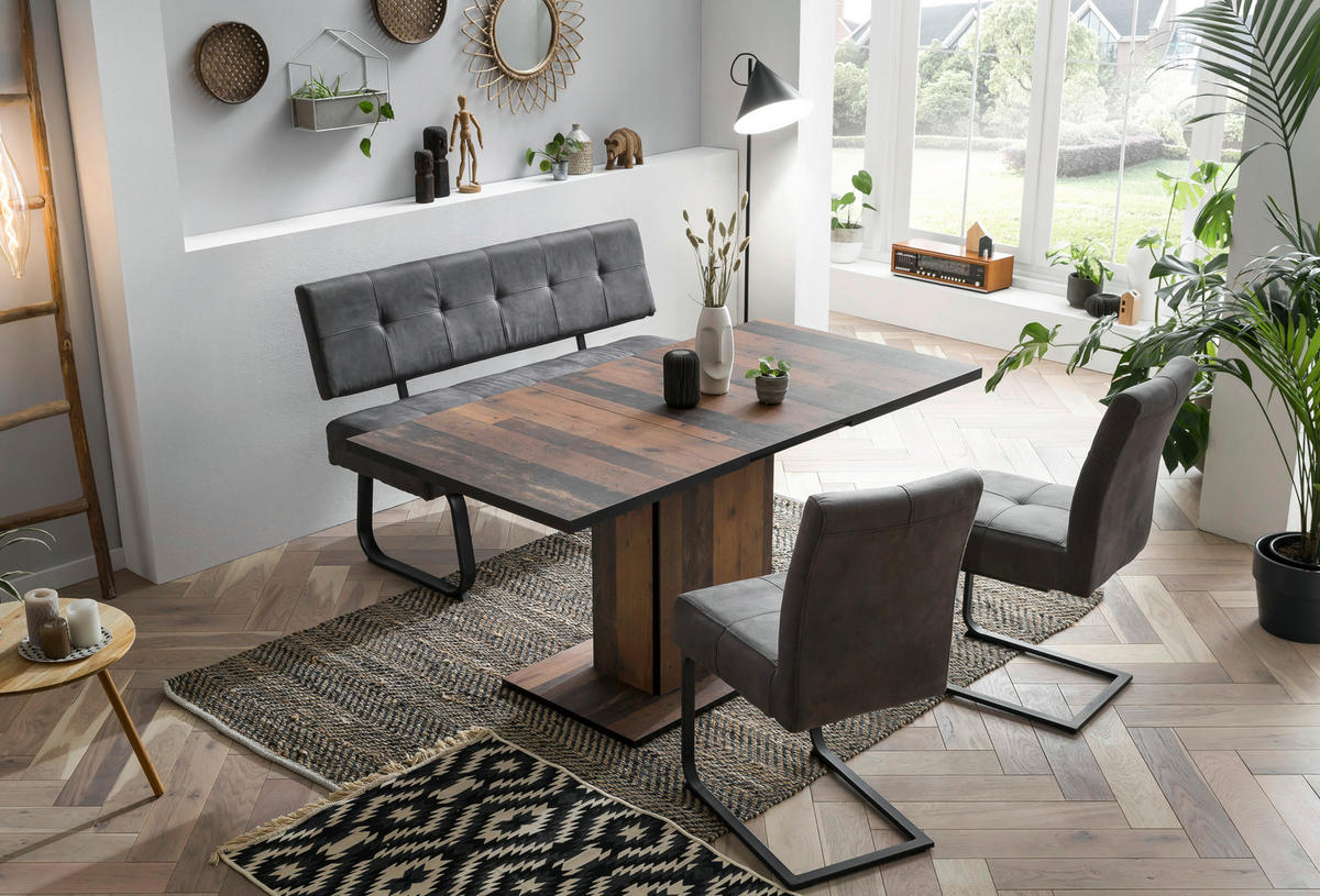 Essgruppe Luise I anthrazit Microfaser B/H/T: ca. 160x76x80 cm Luise I - anthrazit (160,00/76,00/80,00cm) - Hela