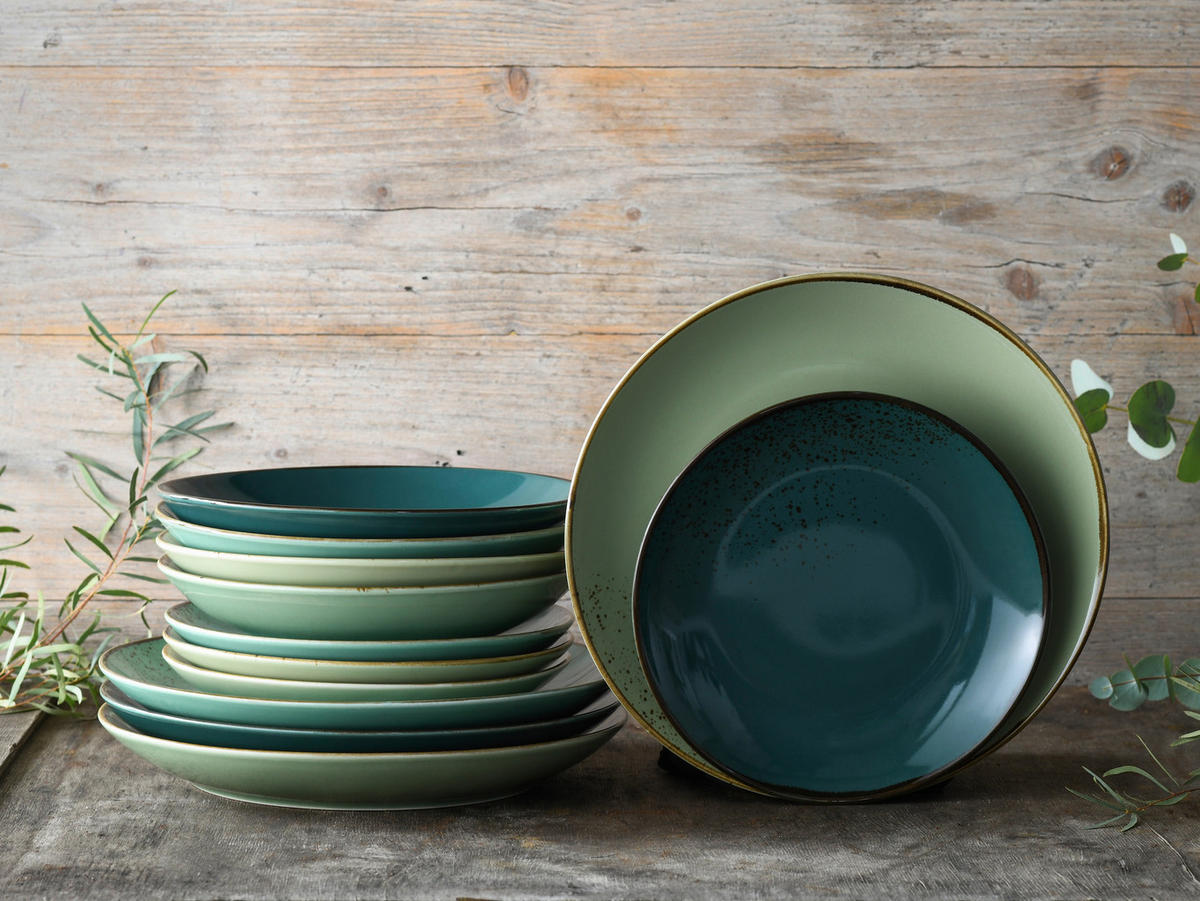 CreaTable Tafelservice Nature Collection Green Life grün Keramik Nature Collection Green Life - grün - CreaTable