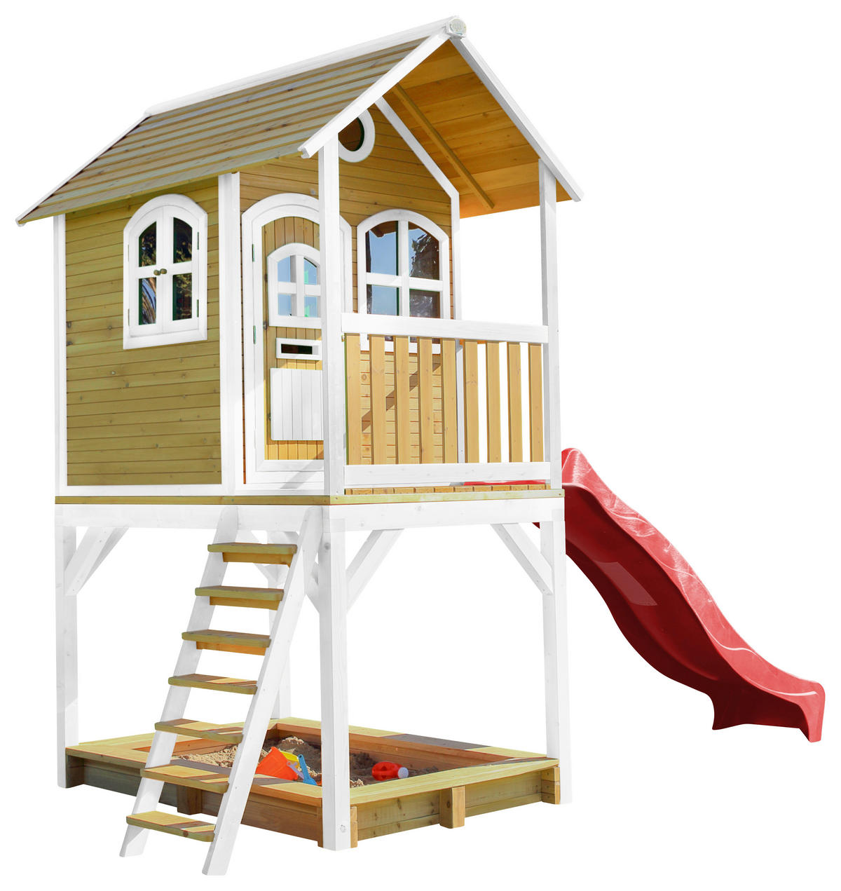 AXI Spielhaus Sarah braun B/H/L: ca. 370x291x191 cm Sarah - braun/weiß (191,00/370,00/291,00cm) - AXI