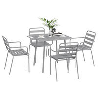 Outsunny Gartensitzgruppe 5tlg. hellgrau Stahl B/H/L: ca. 80x74x80 cm Gartensitzgruppe 5tlg. - hellgrau (80,00/80,00/74,00cm) - Outsunny
