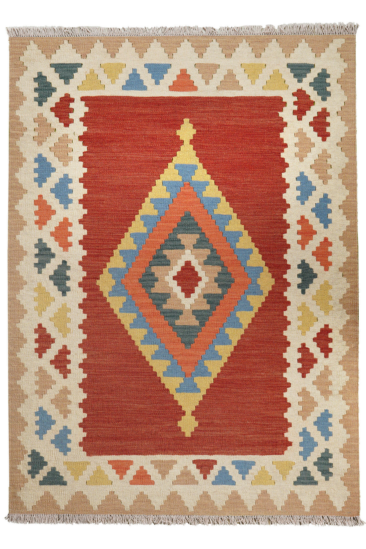 PersaTepp Teppich Kelim Gashgai beige B/H/L: ca. 108x1x150 cm Kelim Gashgai - beige/rot (150,00/108,00/1,00cm) - PersaTepp