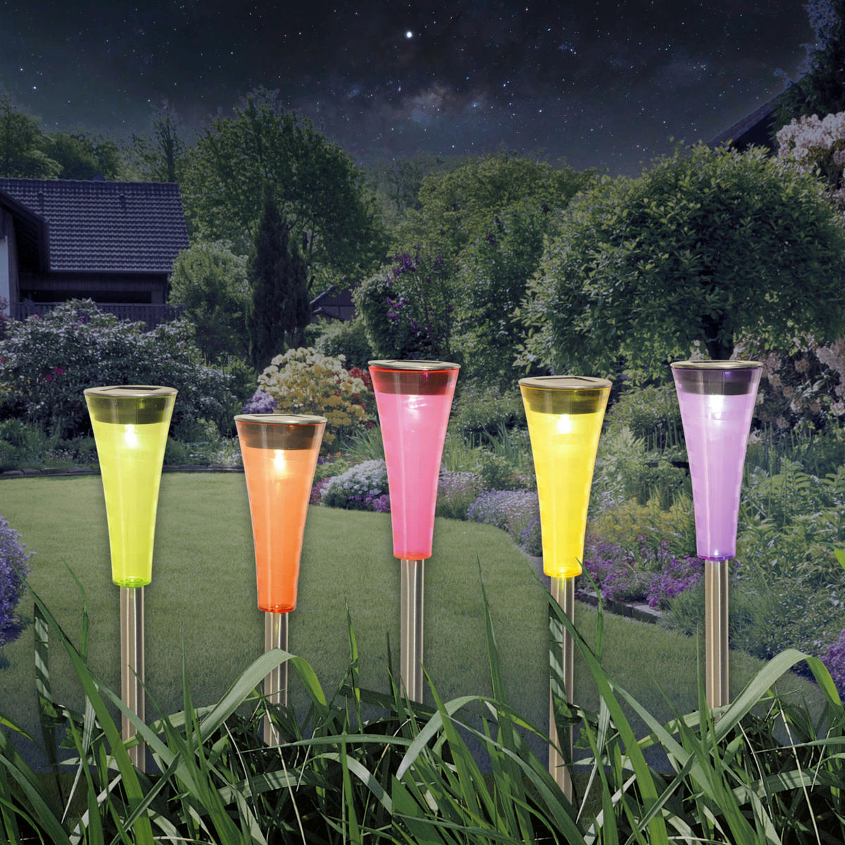 LED-Solarleuchte LED Solarleuchte "MULTI" (5er Set) - Näve Leuchten