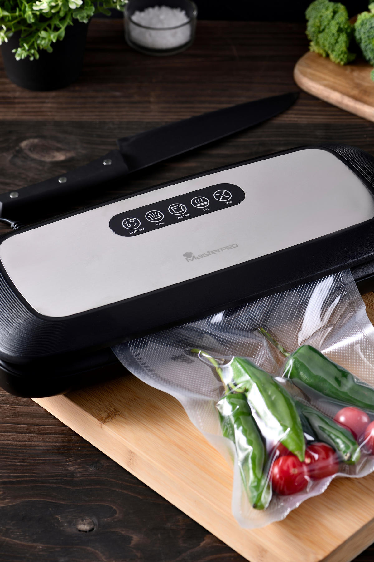 MASTERPRO Vakuumierer BGMP-9080 Foodies silber schwarz Kunststoff Edelstahl B/H/T: ca. 37x7x15 cm ca. 130 W Foodies BGMP-9080 - schwarz/silber (37,00/7,00/15,00cm) - MASTERPRO