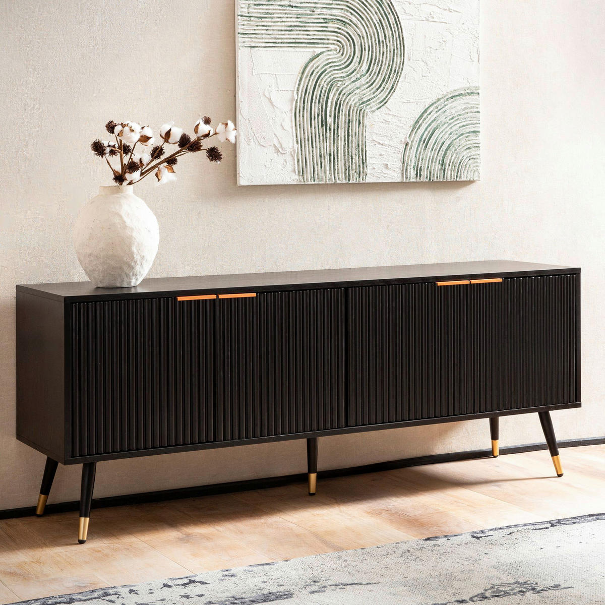 Lowboard schwarz B/H/T: ca. 150x60x39 cm TV & Lowboard - schwarz (150,00/60,00/39,00cm) - Wohnling