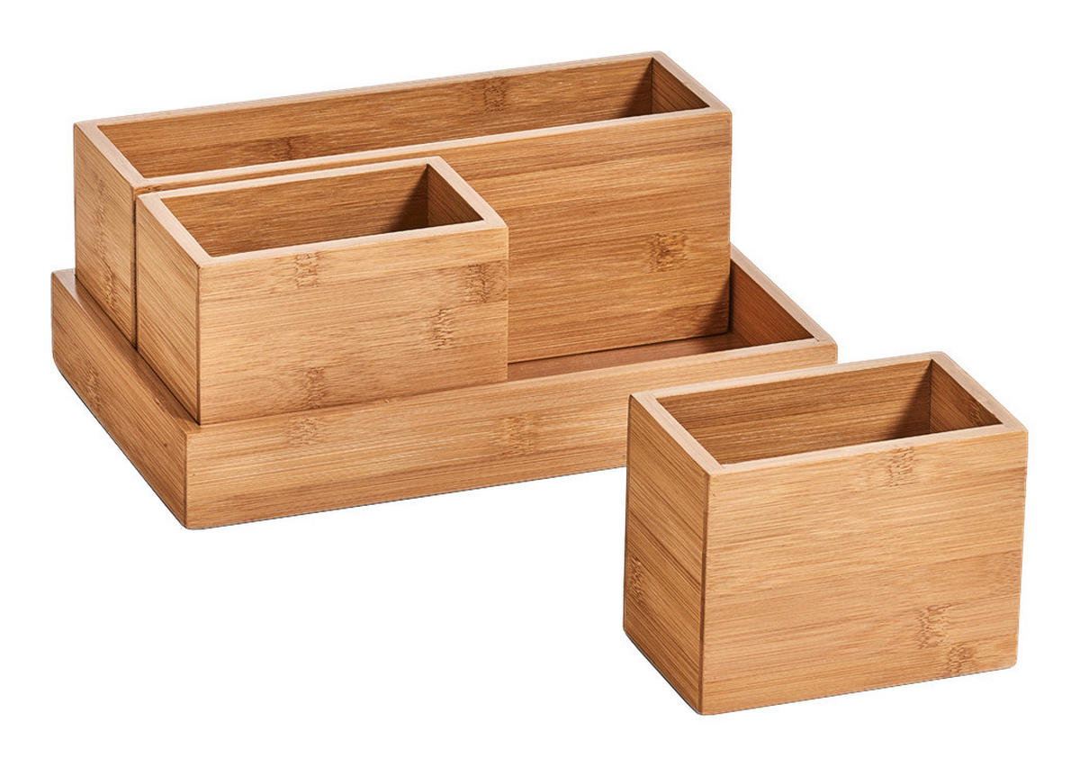Zeller Organizer-Set natur Bambus B/H/L: ca. 28x11x18 cm Organizer-Set_4tlg. - natur (18,00/28,00/11,00cm) - Zeller
