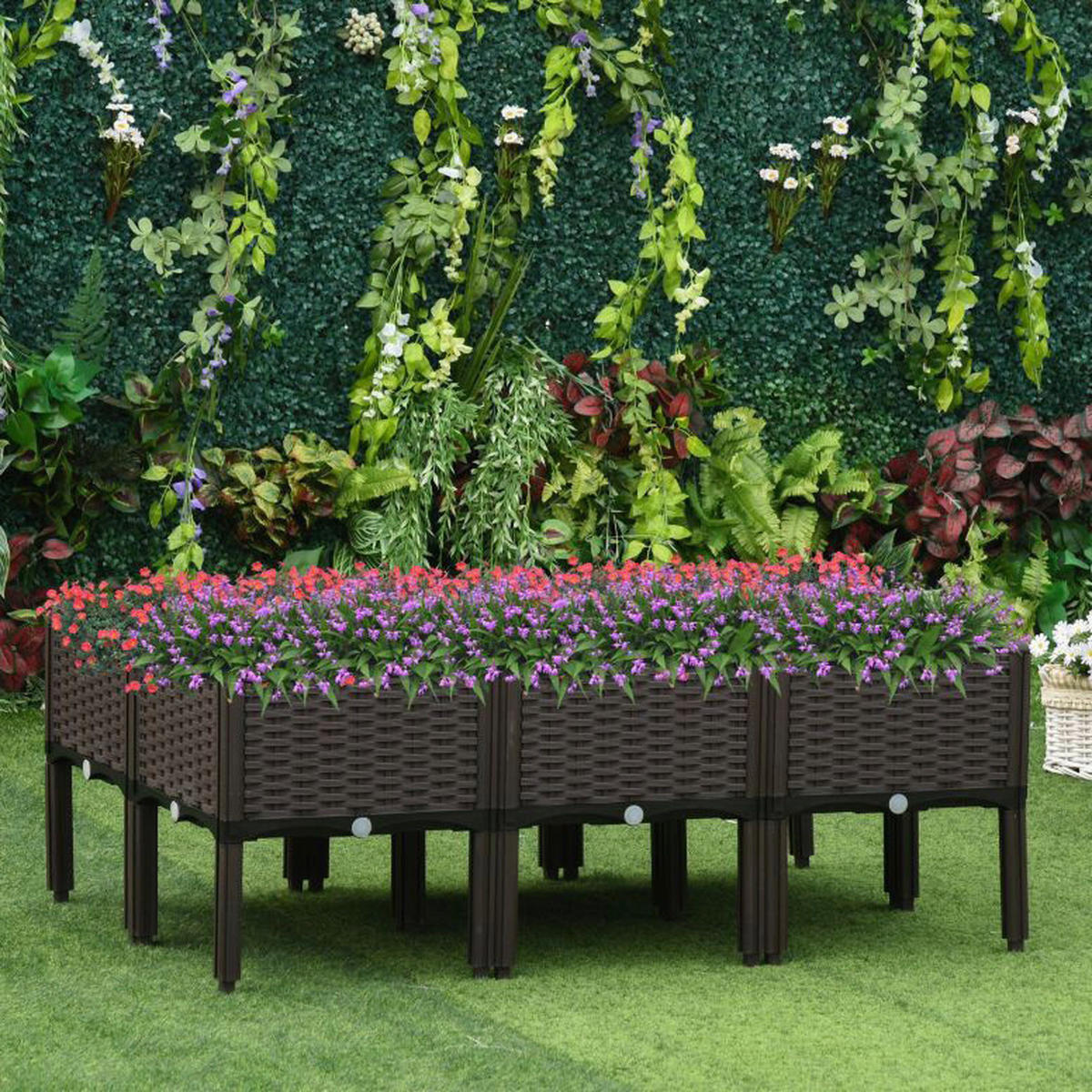 Outsunny Hochbeet braun H/T/L: ca. 44x80x120 cm Hochbeet 845-439V02 - braun (120,00cm) - Outsunny