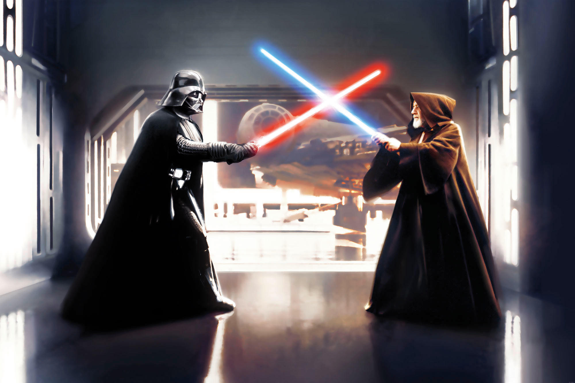 Komar Fototapete Star Wars Vader vs. Kenobi B/L: ca. 300x200 cm Star Wars Vader vs. Kenobi - (300,00/200,00cm) - Komar