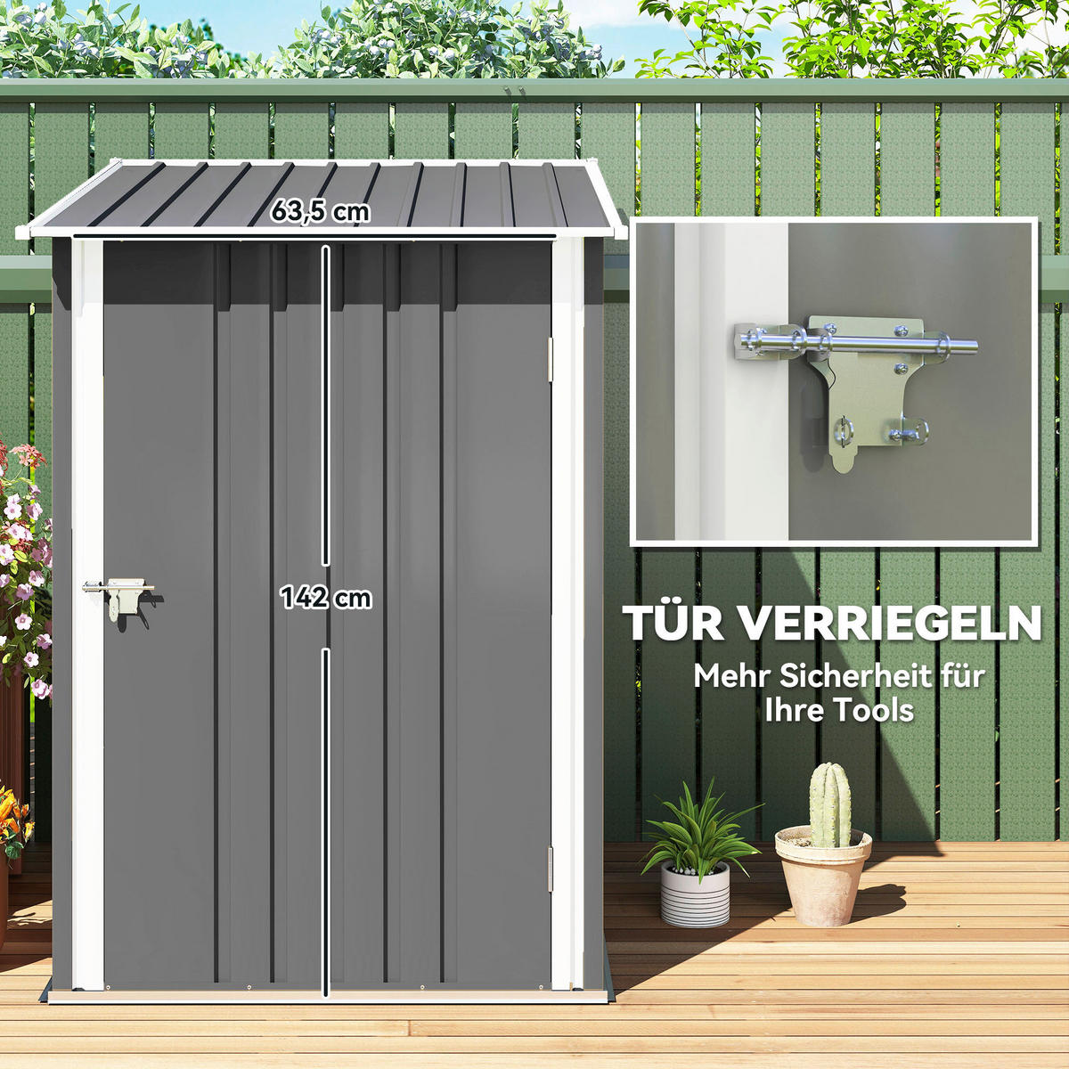 Outsunny Gerätehaus grau B/H/L: ca. 103x160x100 cm Gerätehaus - grau (100,00/103,00/160,00cm) - Outsunny