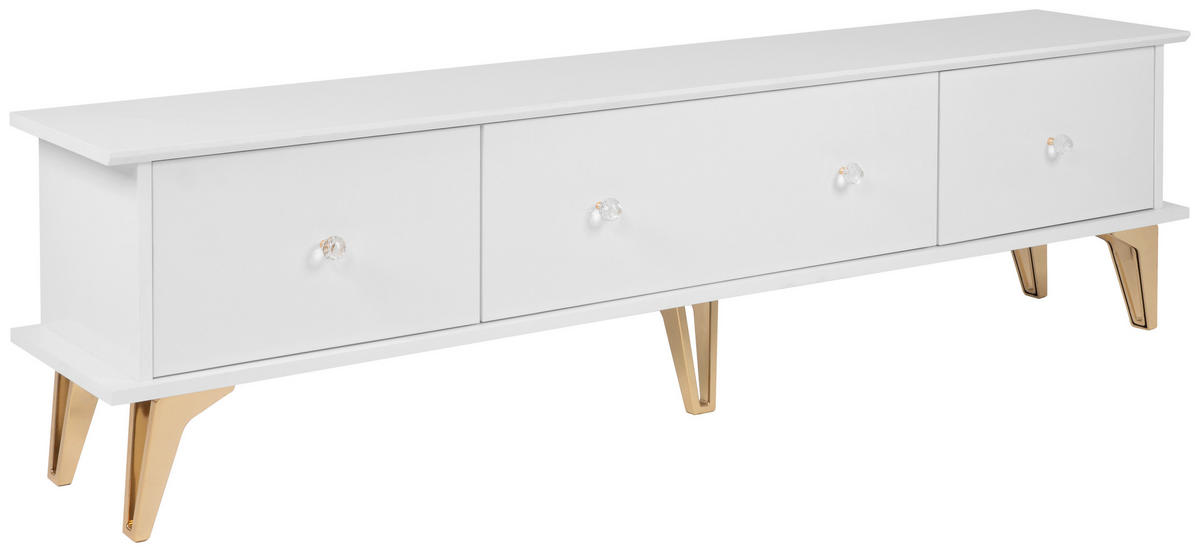 TV-Lowboard Istanbul weiß glänzend B/H/T: ca. 180x48x35 cm Istanbul - gold/weiß (180,00/48,00/35,00cm)