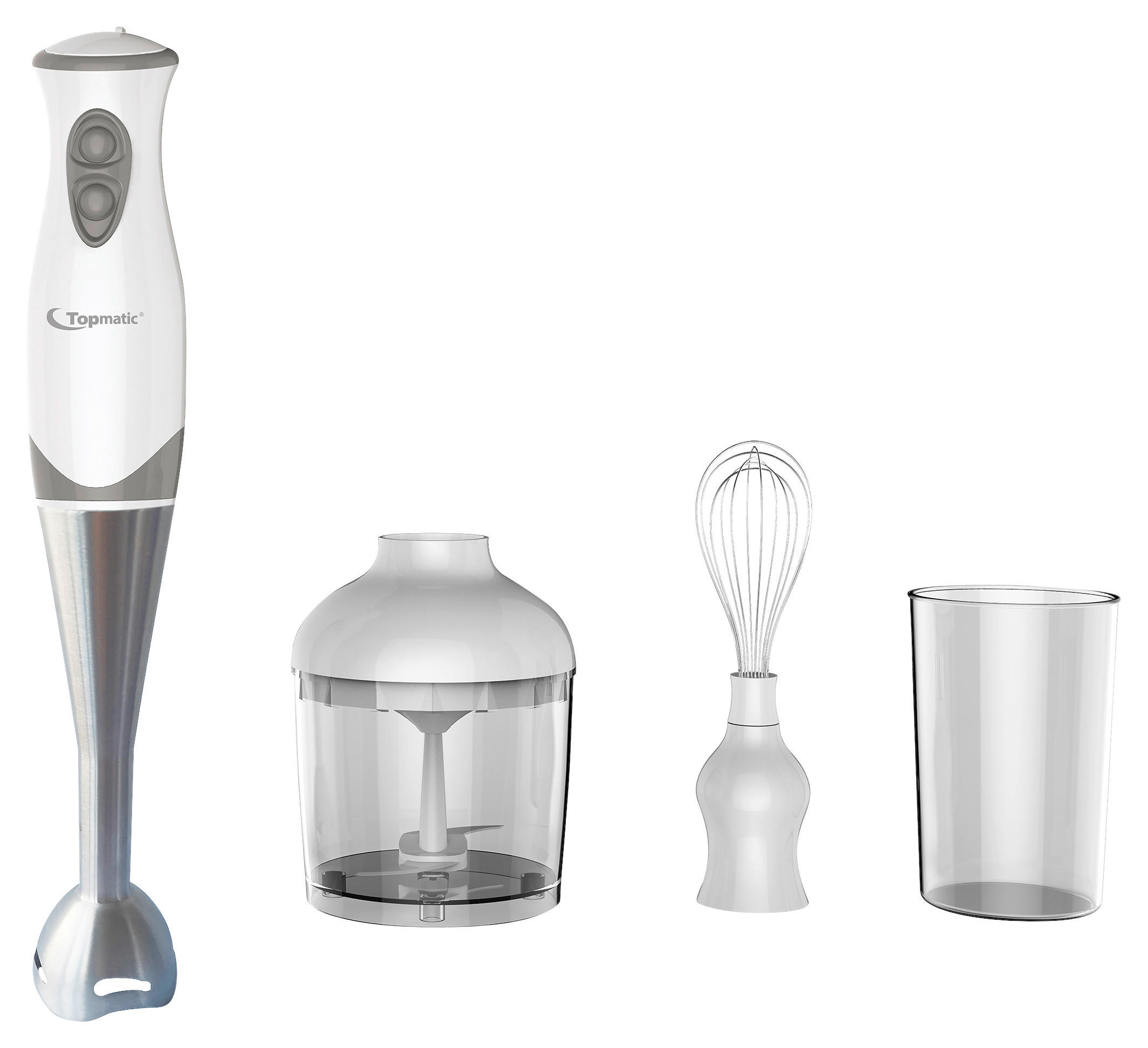 Topmatic Stabmixer ESMS-250.2 weiß grau Kunststoff Stabmixerset_3in1 - weiß/grau - Topmatic
