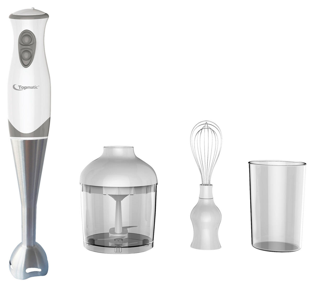 Topmatic Stabmixer ESMS-250.2 weiß grau Kunststoff Stabmixerset_3in1 - weiß/grau - Topmatic