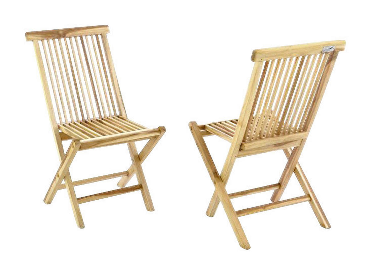 VCM Gartenstuhl 2er Set braun Teakholz B/H/T: ca. 46x89x62 cm 2er Set - braun (46,00/89,00/62,00cm) - VCM