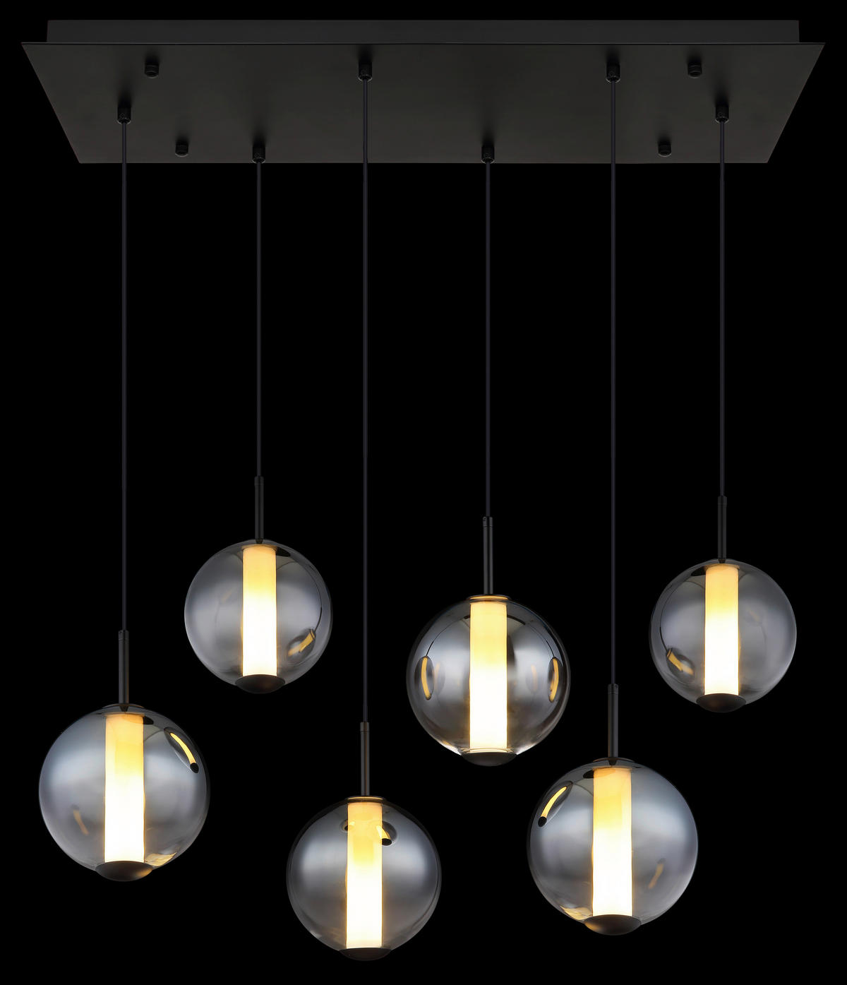 GLOBO Pendelleuchte Opal mattschwarz Rauch Metall Glas B/H: ca. 100x120 cm 1.0 Brennstellen Lacy - Opal/mattschwarz (100,00/120,00cm) - GLOBO