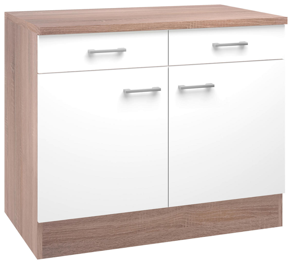 Unterschrank Samoa weiß Eiche Nachbildung B/H/T: ca. 100x85x60 cm Samoa - Eiche/weiß (100,00/85,00/60,00cm) - Flex-Well